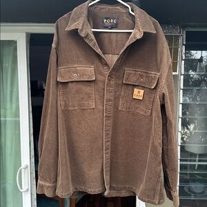 PORC Mens Brown Corduroy shirt jacket Sz XXL